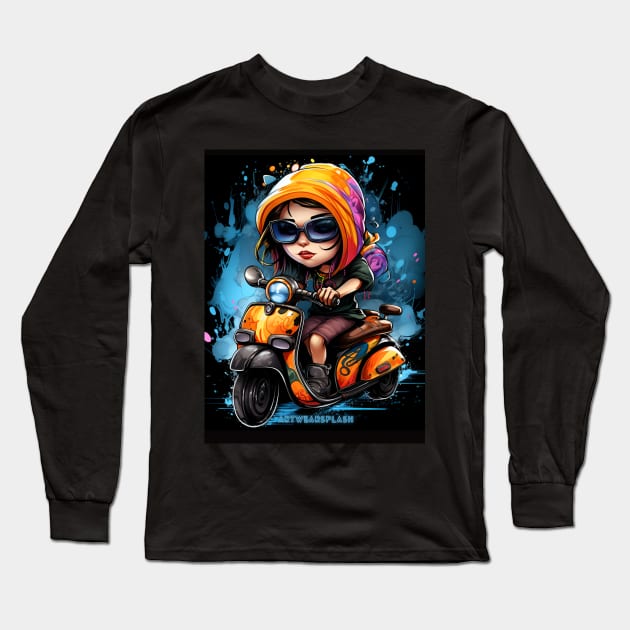 Lady Biker Long Sleeve T-Shirt by ArtWearSplash